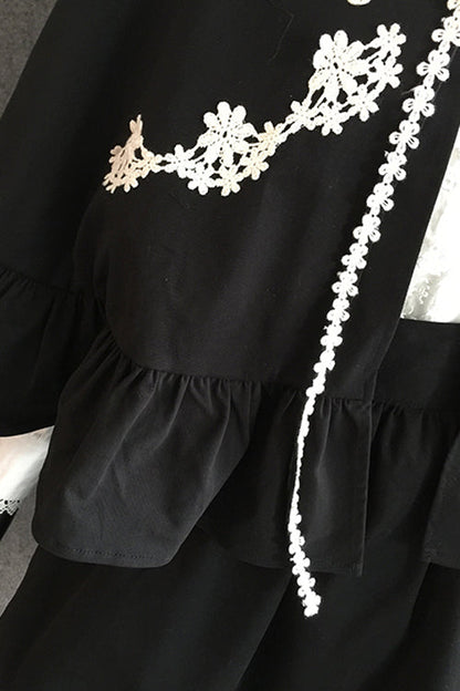 Black Gothic Lolita Suspender Skirt with Devil Motif