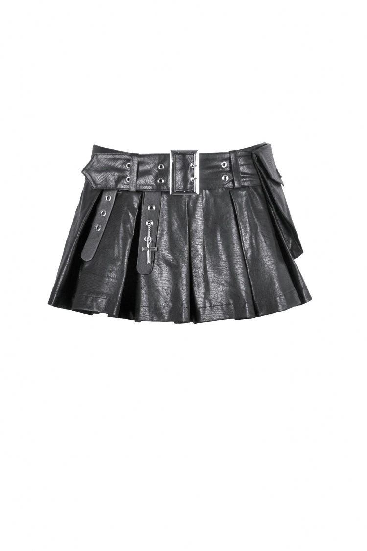 Punk Shorts with Eyelets and Asymmetric Pleated Belt