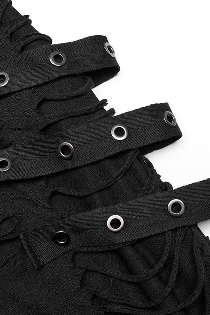 Men's Gothic Loose Pants with Horizontal Striped Ripped Distressed Detailing