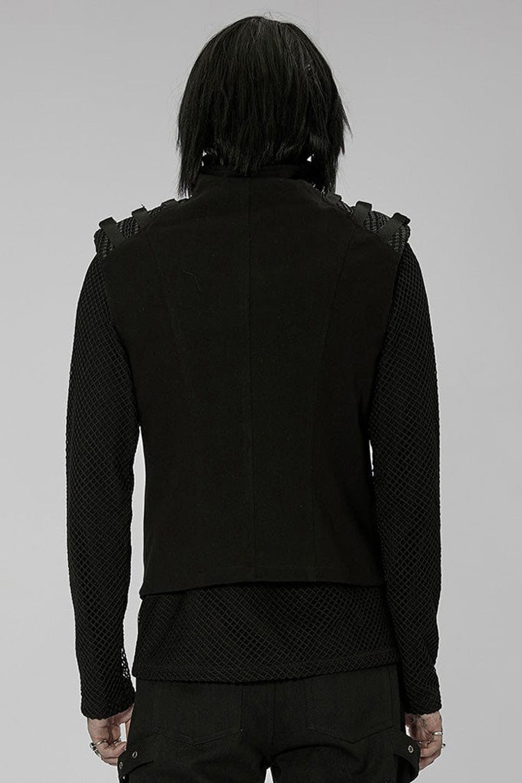 Geometric Patterned Padded Shoulder Webbing Buckle Vest
