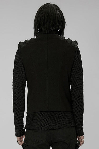 Geometric Patterned Padded Shoulder Webbing Buckle Vest