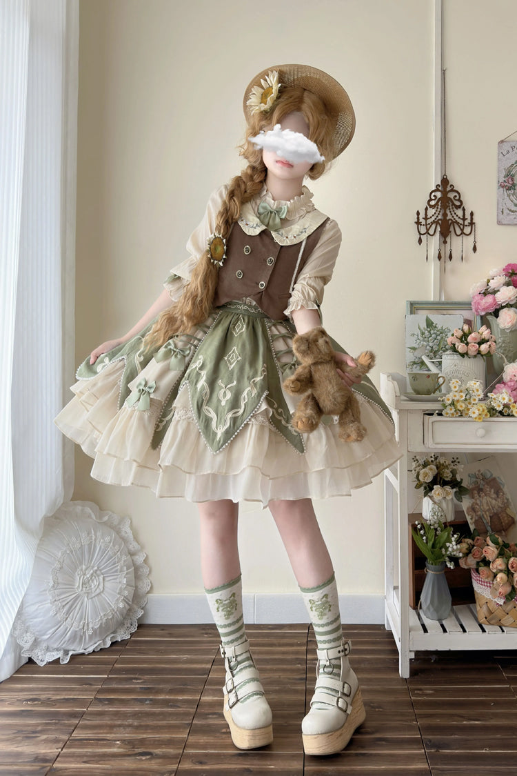 Emerald Multi-Layer Print Bow Lolita 3-Piece Set - Wizard of Oz