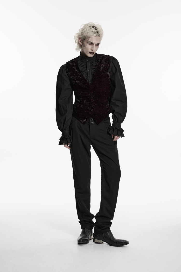 V Collar Velvet Retro Vest with Buckle