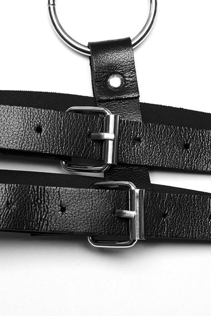 Steampunk Harness with Double Shoulder Straps and Metal Rings for Her