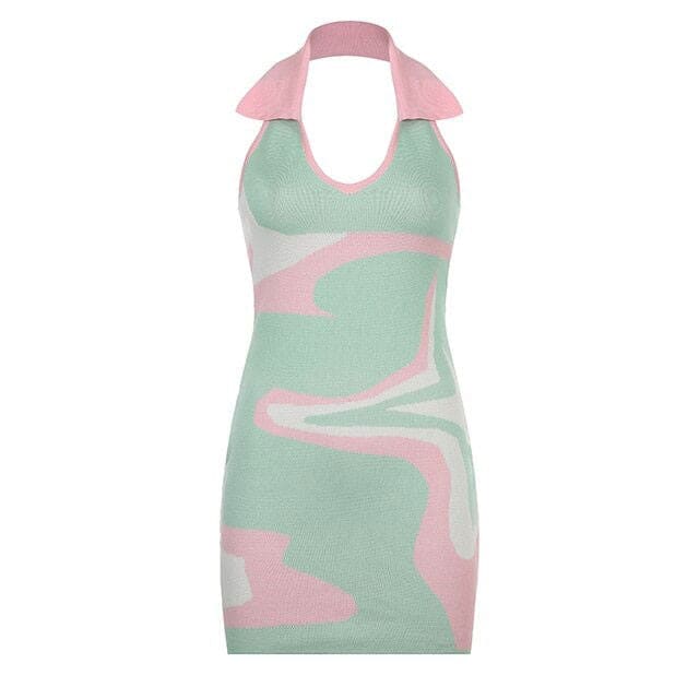 Candy Green Halter Dress - Dresses