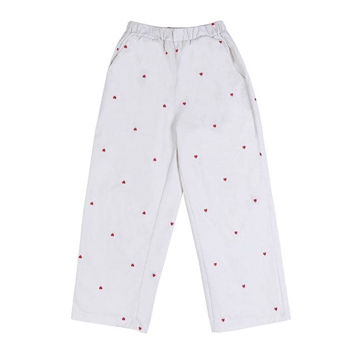 Casual Red Hearts Pants - Pants