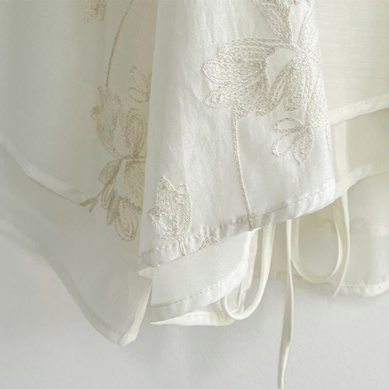 High Vintage Waist V-neck Shirt Lace-up Skirt