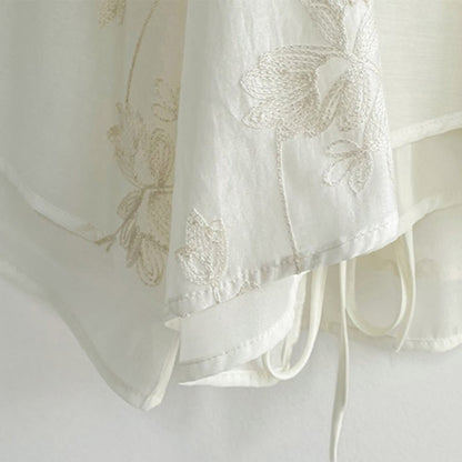 High Vintage Waist V-neck Shirt Lace-up Skirt