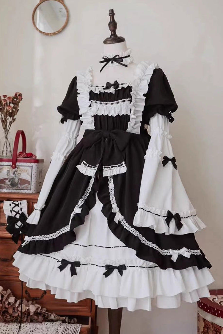 Hime Sleeves Gothic Princess Dress with Multi-Layer Ruffled Cardigan and Bow