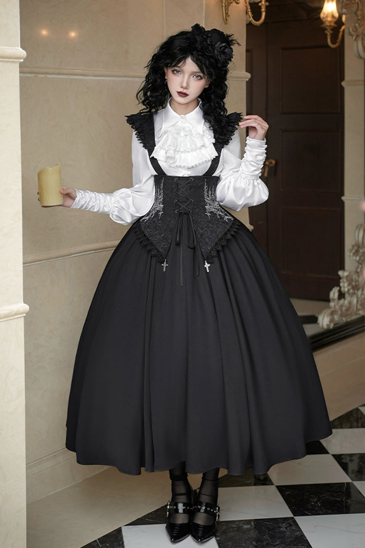 Embroidery Lace-Up Sleeveless Gothic Support Dress