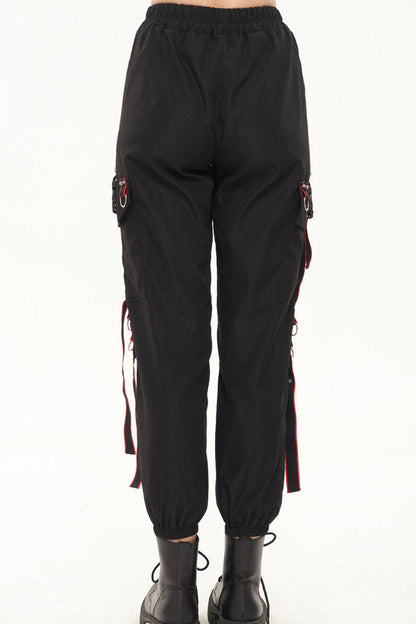 Womens Long Pants with Skull Webbing