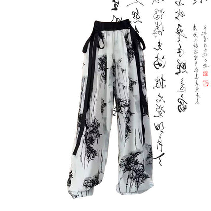 T-Shirt mit Cartoon-Katzen-Print, lockere Hose mit Wash-Painting-Print