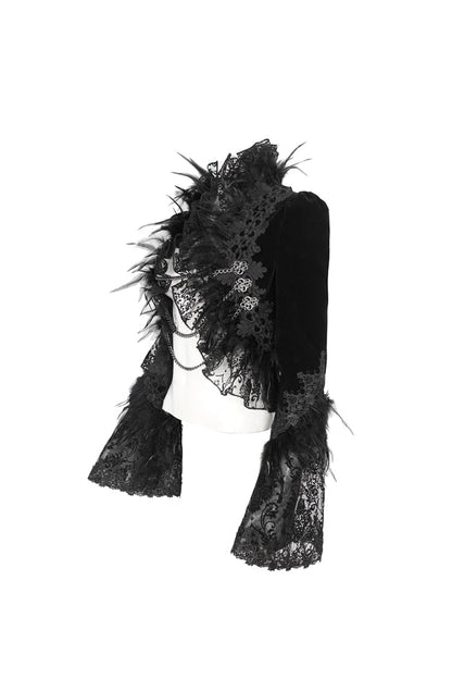 Women's Gothic Jacket with Embroidery and Trumpet Sleeves