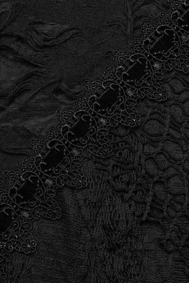 Ripped Gothic Skirt with Lace Accents