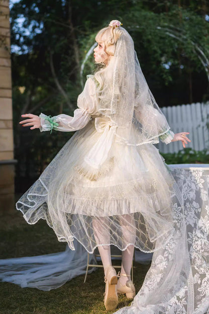 Emerald Ruffled Lace-Up Princess Lolita Dress - Spring Boliya