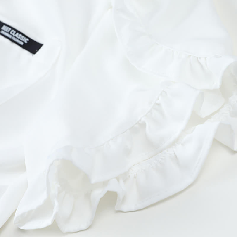 Overalls Denim Tie T-Shirt Pocket Lapel Set