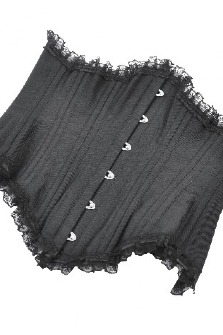Underbust Corset with Lace-Up and Asymmetric Hem - NoirEdge