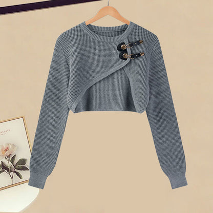 Sweater Buckle Set Irregular Slip Dress