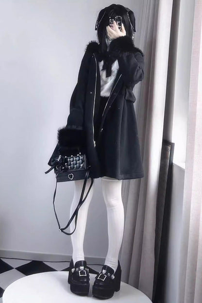 Plush Lop Rabbit Hooded Detachable Sweet Coat Two Colors