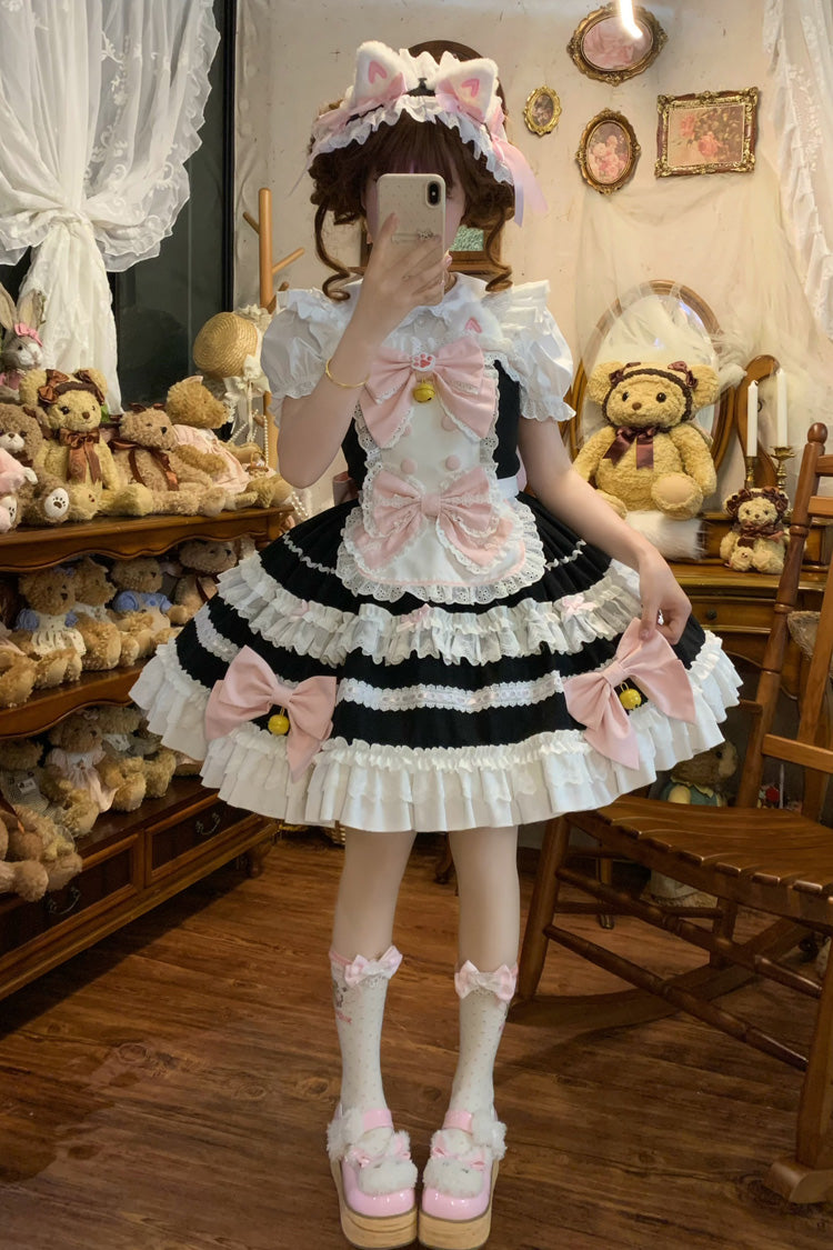 Multi-Layered Ruffled Bowknot Lace Princess JSK