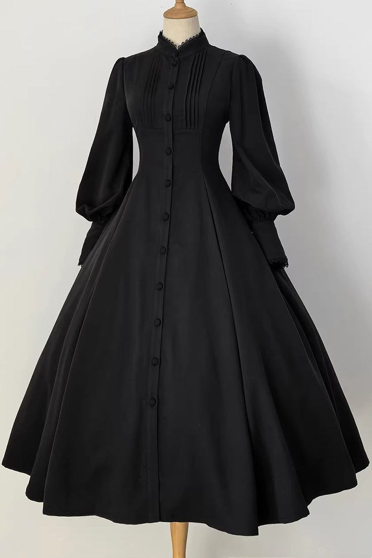 Long Puff Sleeves Gothic Elegant Dress - Astrea