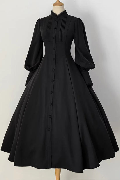 Long Puff Sleeves Gothic Elegant Dress - Astrea