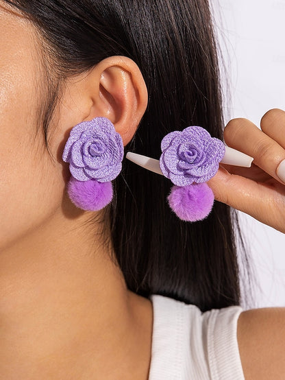 Flower Oversized Women's - Floral Drop Statement Earrings