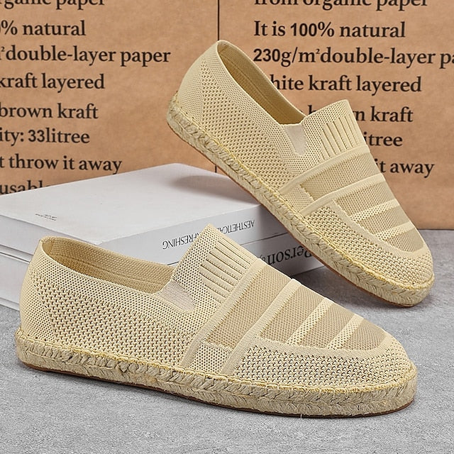Men's Beige Vacation Espadrilles with Woven Design –