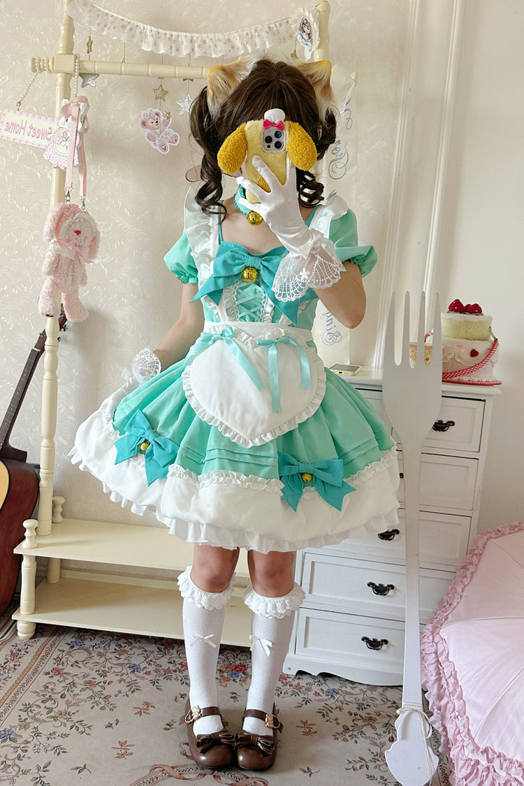 Sweet Lolita Skirt Set with Ruffle Bowknot and Bell Meow Design