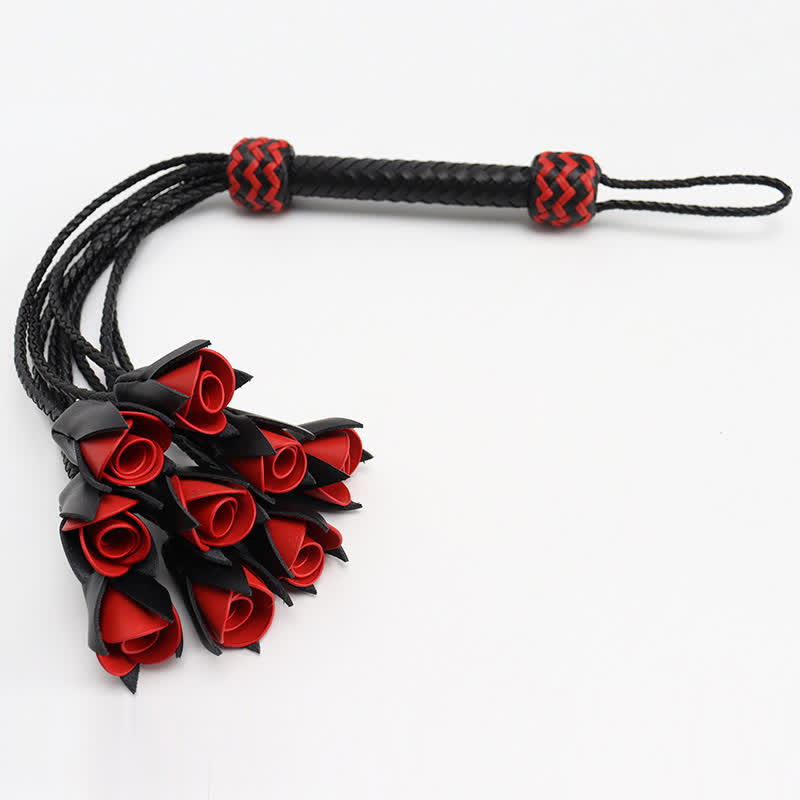 Red Maid Cosplay Leather Rose Whip