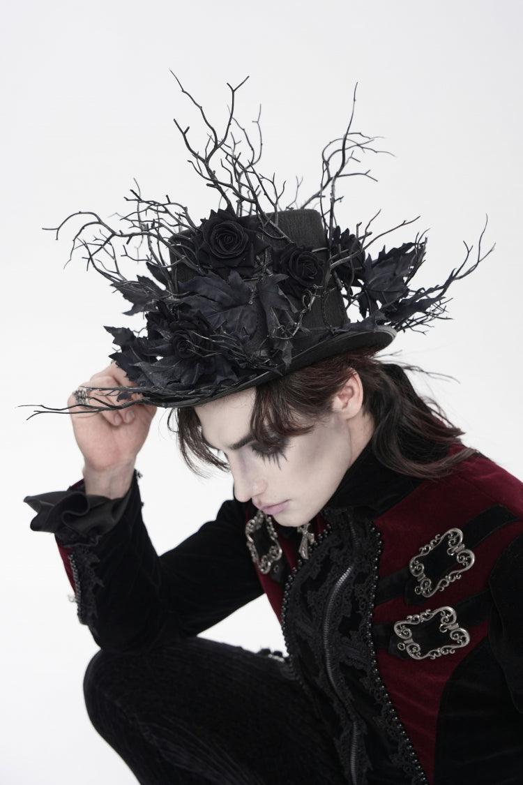 Gothic Hat with Rose Leaf and Branch Motif