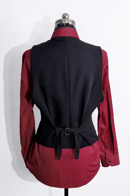 Silver Button Waist-Cinching Ouji Vest
