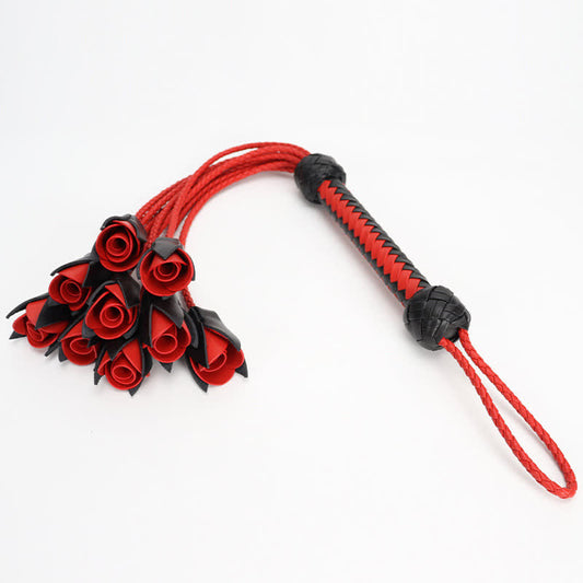 Red Maid Cosplay Leather Rose Whip