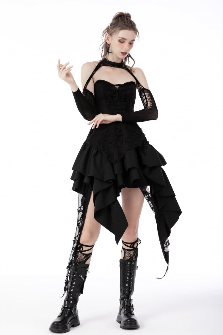 Frilly Zippered Gothic Evening Dress