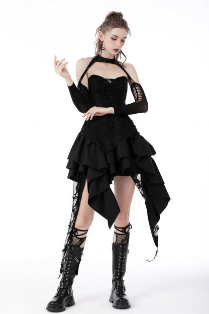 Frilly Zippered Gothic Evening Dress
