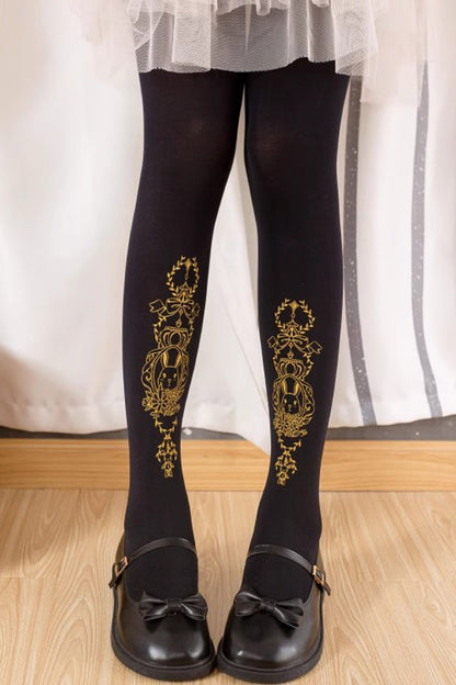 Sweet Lolita Sheer Tights with Metallic Foil Print in 13 Variants
