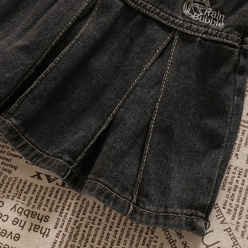 Belted T-Shirt Crop Top Letter Star Denim Skirt