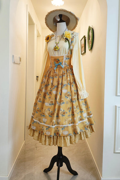 Amber Sleeveless Ruffled Bow Sunflower JSK Chic Attire