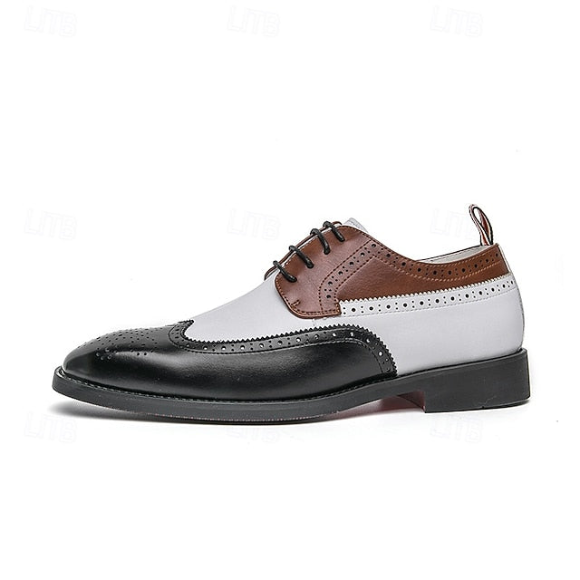 Dress Men's Wingtip White Oxford with Shoes Brown and