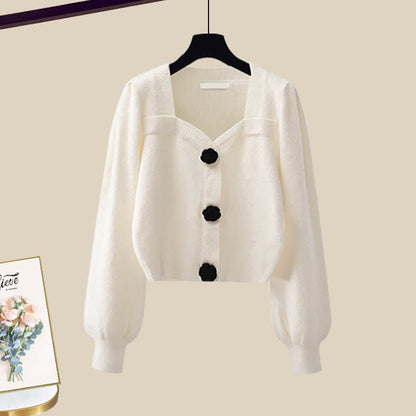 Sqaure Pants Plush Sweater Collar Casual Elegant Knit