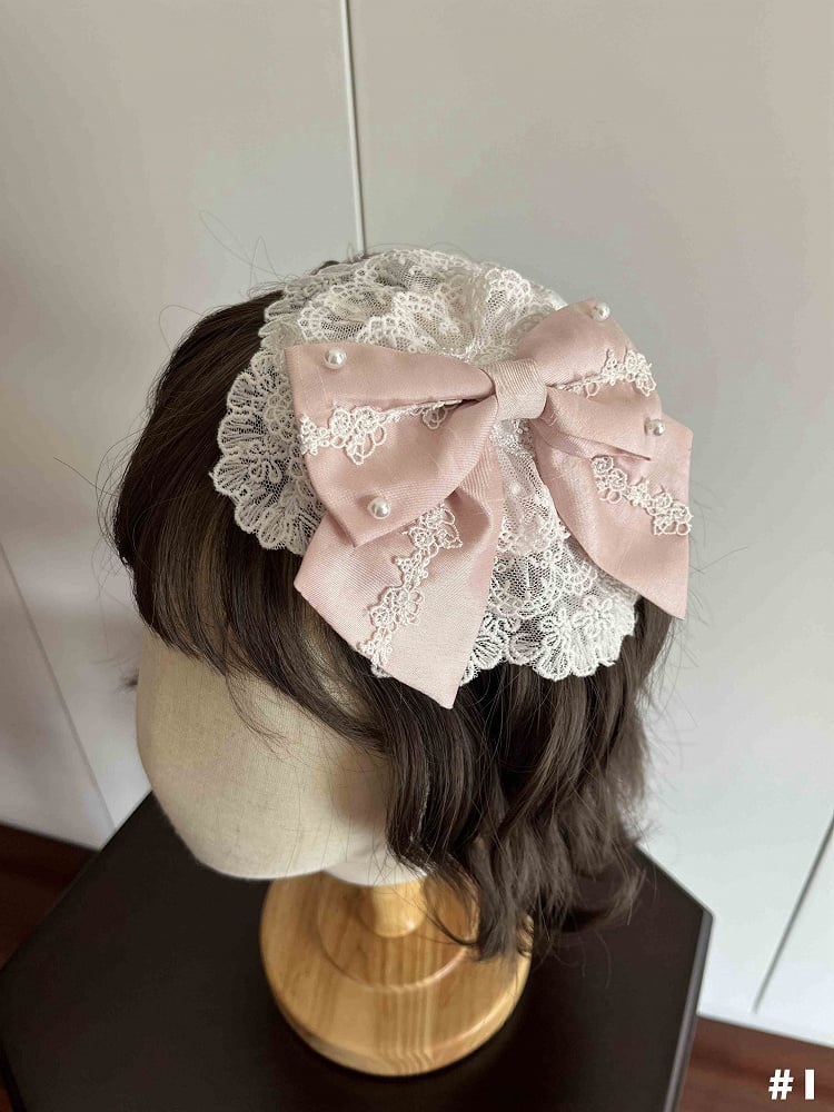 White and Pink Bowknot Floral Hairclip