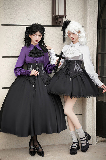 Embroidery Lace-Up Sleeveless Gothic Support Dress