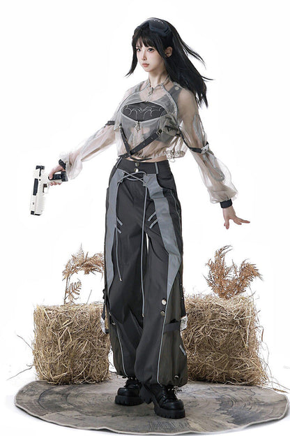 Infinite Battlefield Long Sleeves Printed Techwear Style Gothic Handsome Ouji Lolita Set