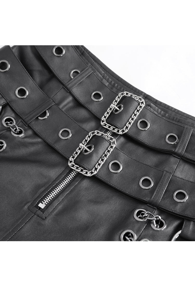 Gothic Skirt with Double Belt and Side Slit