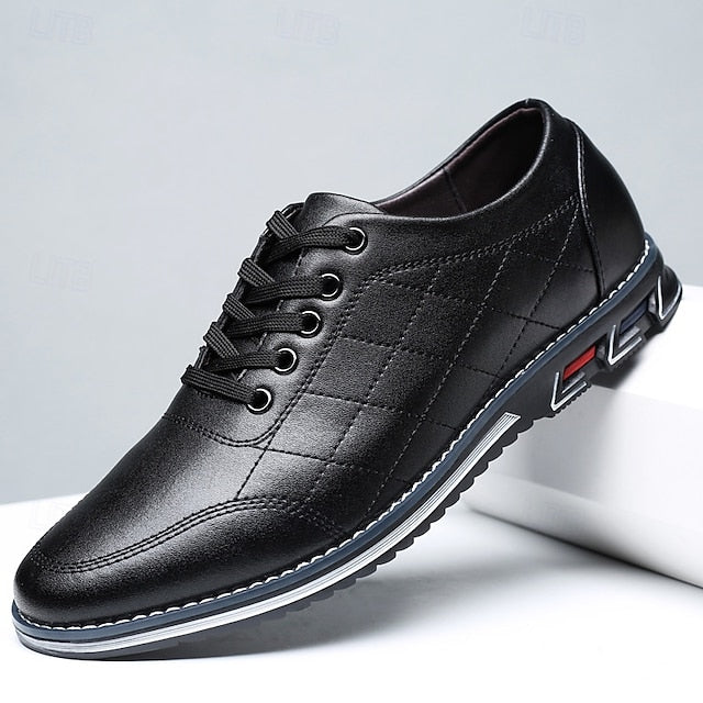 Men's Quilted Blue Faux Leather Sneakers - Stylish Lace-Up