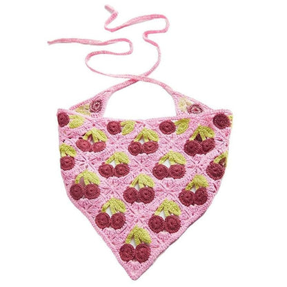 Cherry Knit Hair Scarf - Standart / Pink - Other