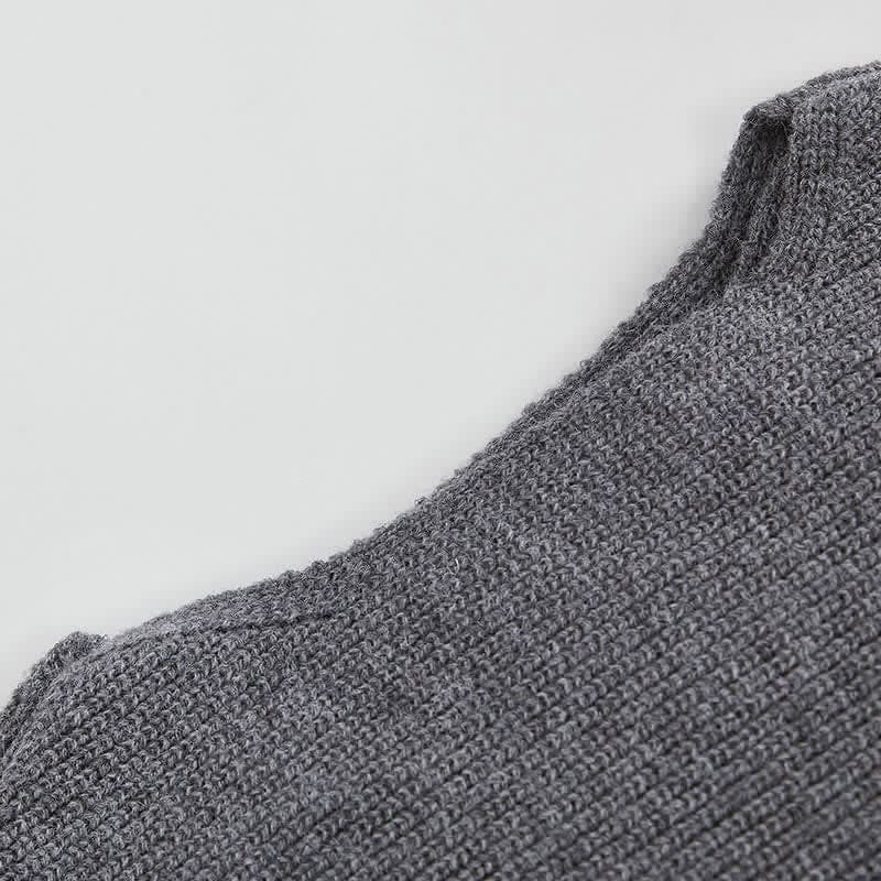 Cross Pure Color Chic Sweater Set Slip Irregular Dress