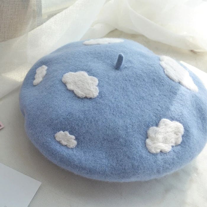 Cloudy Blue Skies Beret - Standart / Blue - Hats