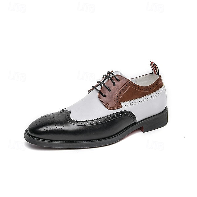 Dress Men's Wingtip White Oxford with Shoes Brown and