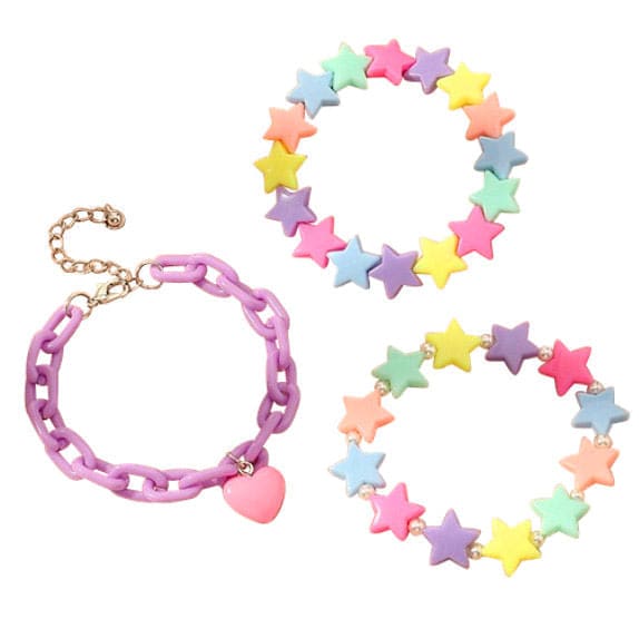 Colorful Heart Star Bracelet - Standart / 3pcs - bracelet